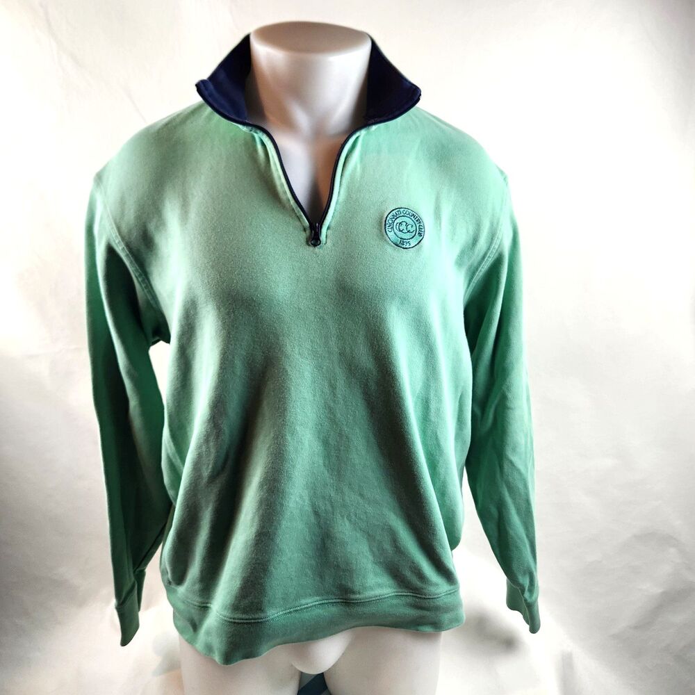 Vineyard Vines Quarter Zip Mens Large Green Sweater Golf Country Club Preppy